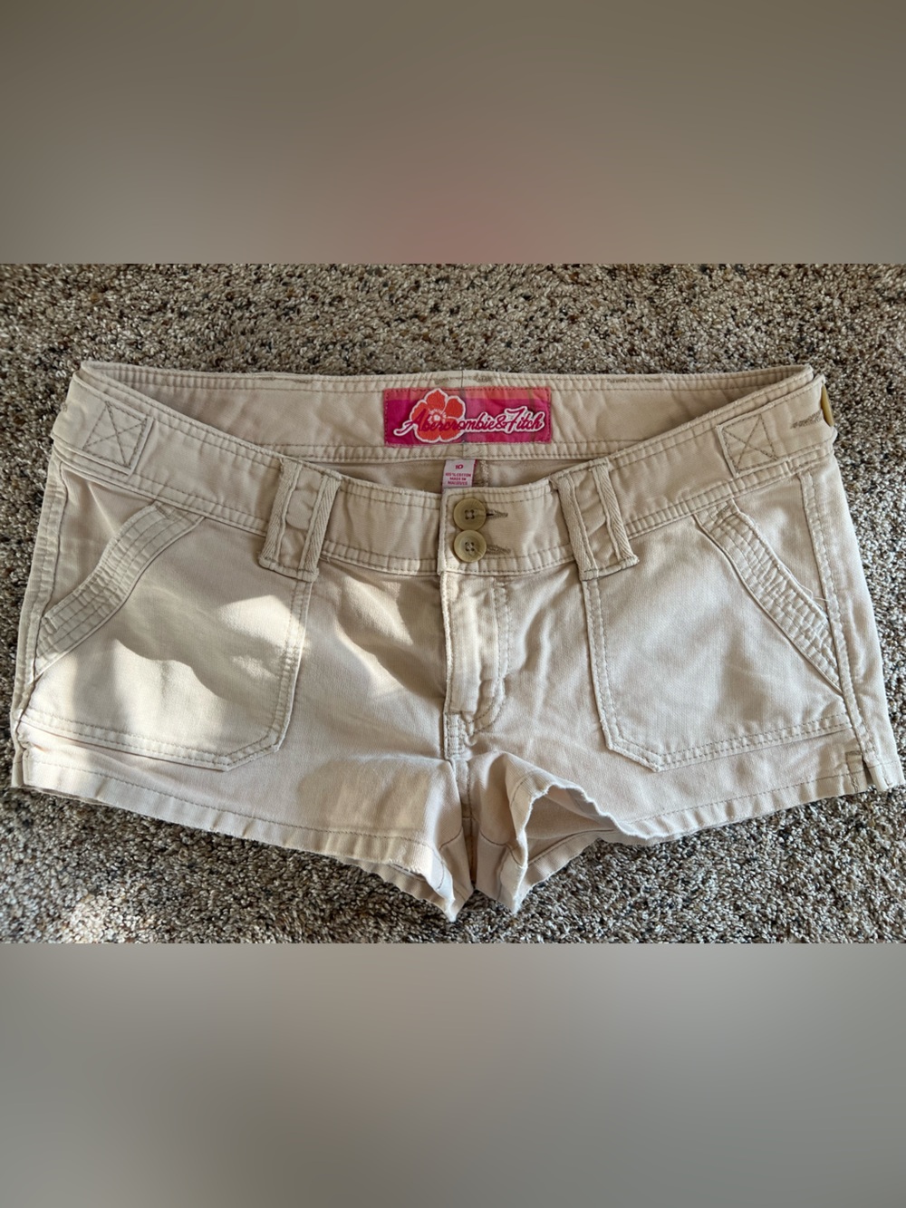 Vintage from 2004 Abercrombie & Fitch Cream Tan Low-Rise Jean Shorts